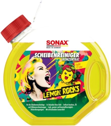 SONAX ScheibenReiniger gebrauchsfertig Lemon Rocks (3 Liter) entfernt Insekten-, Öl-, Silikon- und typische Straßenverschmutzungen | Art-Nr. 01604000 - 1