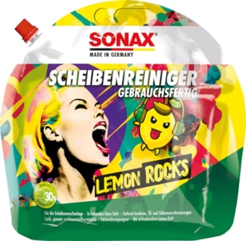 SONAX ScheibenReiniger gebrauchsfertig Lemon Rocks (3 Liter) entfernt Insekten-, Öl-, Silikon- und typische Straßenverschmutzungen | Art-Nr. 01604410 - 1