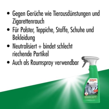 SONAX SmokeEx Geruchskiller + Frische-Spray (500 ml) befreit Textilien zuverlässig und langanhaltend von störenden und unangenehmen Gerüchen | Art-Nr. 02922410 - 3