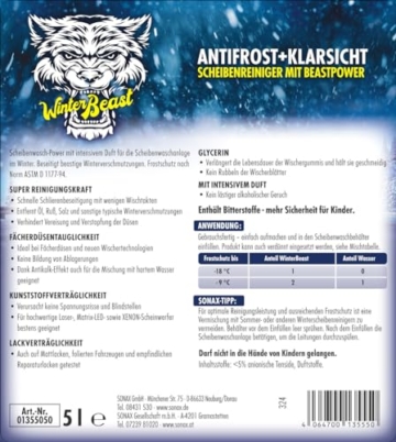 SONAX WinterBeast AntiFrost+KlarSicht -18 °C Zirbe (5 Liter) schneller, schlierenfreier und effektiver Scheibenreiniger für den Winter | Art-Nr. 01355050 - 2