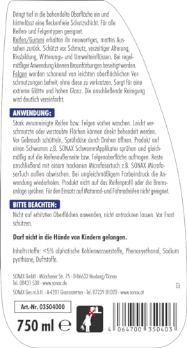 SONAX XTREME Ceramic Reifen+FelgenDetailer (750 ml) schützt vor Schmutz, vorzeitiger Alterung, Rissbildung, Witterungs- & Umwelteinflüssen | Art-Nr. 03504000 - 2