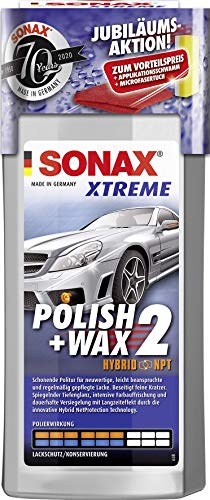 SONAX XTREME Polish+Wax 2 AktionsSet 70 Jahre (500 ml) inkl. gratis Applikationsschwamm und Mikrofasertuch | Art-Nr. 02078410 - 1