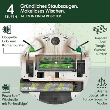 iRobot Roomba Max 705 Combo Saugroboter + AutoWash Dock: ausfahrbare, selbstreinigende Wischrolle, Wischabdeckung, Doppelbürsten, Selbstentleerung, Heißwäsche und Trocknung, umfährt Hindernisse, LiDAR - 4