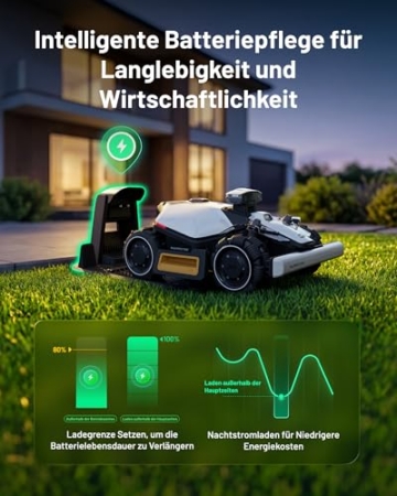 MAMMOTION LUBA Mini 2 AWD 1000 Mähroboter ohne Begrenzungskabel, Empf.1000㎡ Tri-Kamera-AI-Vision & NetRTK-Positionierung, Auto-Mapping, DropMow-Modus, 80% Steigung, Schnitthöhe 20-65mm, 10 Multi-Zonen - 8