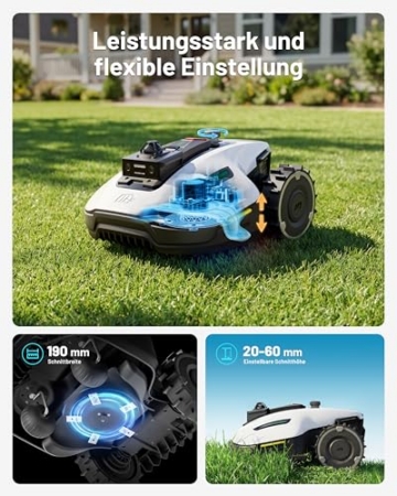 MAMMOTION YUKA mini 2 1000 Mähroboter ohne Begrenzungskabel, empfohlen für 1000 m², 360°-LiDAR + Kameranavigation mit KI-Steuerung, Erkennung von > 300 Hindernissen (YUKA mini 2 1000+Garage) - 9