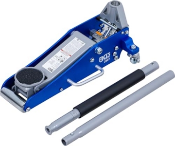 BGS 2897 | Rangier-Wagenheber | hydraulisch | Aluminium-Stahl | 1,5 t | Hubhöhe 90 - 358 mm | Länge 554 mm | Doppelhubkolben | teilummanteltes Hebelrohr | geringe Unterfahrhöhe - 1