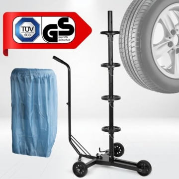 cartrend Felgenbaumwagen, Felgenbaum fahrbar mit Reifenschutzhülle, bis 255 mm Reifenbreite, felgenschonende Auflagen - 2