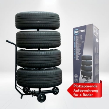 cartrend Felgenbaumwagen, Felgenbaum fahrbar mit Reifenschutzhülle, bis 255 mm Reifenbreite, felgenschonende Auflagen - 4