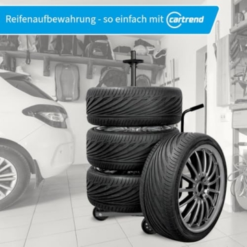 cartrend Felgenbaumwagen, Felgenbaum fahrbar mit Reifenschutzhülle, bis 255 mm Reifenbreite, felgenschonende Auflagen - 6