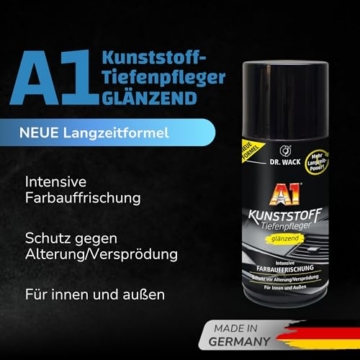 DR. WACK - A1 Kunststoff Tiefenpfleger glänzend 250 ml - Auto Kunststoffpflege für innen & außen - UV-Schutz & Schutz vor Alterung/Versprödung - Hochwertige Autopflege - 2
