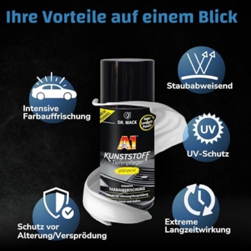 DR. WACK - A1 Kunststoff Tiefenpfleger glänzend 250 ml - Auto Kunststoffpflege für innen & außen - UV-Schutz & Schutz vor Alterung/Versprödung - Hochwertige Autopflege - 4