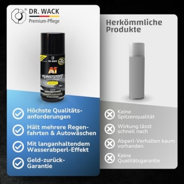 DR. WACK - A1 Kunststoff Tiefenpfleger glänzend 250 ml - Auto Kunststoffpflege für innen & außen - UV-Schutz & Schutz vor Alterung/Versprödung - Hochwertige Autopflege - 5