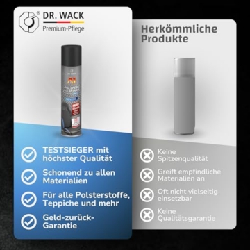 DR. WACK - A1 Polster-/Alcantara Reiniger Pro 400 ml - Effektiver Polsterreiniger gegen hartnäckige Flecken - Fleckenentferner Autositze - Geruchsneutralisierer Auto - Hochwertige Autopflege - 6