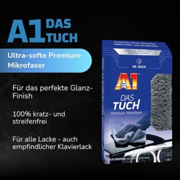 Dr. Wack DAS Tuch Mikrofasertuch 40 x 40 cm - extrem weiches & saugstarkes Reinigungstuch für Auto - 100% fusselfreies Poliertuch - kratzfreie & schonende Autoreinigung - Hochwertige Autopflege - 2