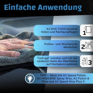 Dr. Wack DAS Tuch Mikrofasertuch 40 x 40 cm - extrem weiches & saugstarkes Reinigungstuch für Auto - 100% fusselfreies Poliertuch - kratzfreie & schonende Autoreinigung - Hochwertige Autopflege - 3