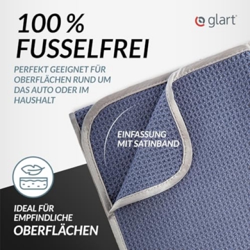 Glart 47TB 2er Set Auto Microfasertuch Trockentücher für Autopflege, Autolack, Motorrad, Küche, Geschirr - Mikrofasertuch Waffel Trockentuch - 70x40 cm blau, Mikrofasertücher auch für Fensterputzer - 4