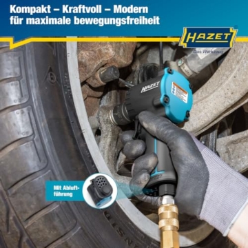 Hazet Druckluft-Schlagschrauber 9012M-1 I extra kurz - nur 80 mm, Max. Lösemoment: 1200 Nm, Vierkant 12,5 mm (1/2 Zoll), Betriebsdruck: 6,3 Bar I kompakte Bauweise für Arbeiten in beengten Räumen - 6