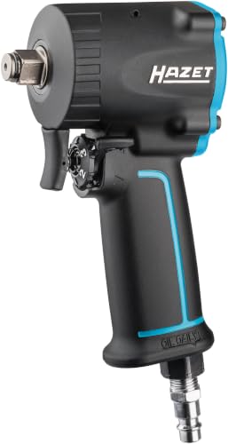 Hazet Druckluft-Schlagschrauber 9012M-1 I extra kurz - nur 80 mm, Max. Lösemoment: 1200 Nm, Vierkant 12,5 mm (1/2 Zoll), Betriebsdruck: 6,3 Bar I kompakte Bauweise für Arbeiten in beengten Räumen - 1
