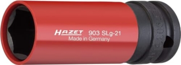 HAZET Kraft-Steckschlüsseleinsatz 903SLG-21, 1/2 Zoll (12,5 mm) Vierkant | 1/2 Zoll (12,5 mm) Vierkant hohl, Antrieb 1/2 Zoll (12,5 mm) Vierkant hohl, Abtrieb Außen-Tractionsprofil Sechskant, SW 21 mm - 1