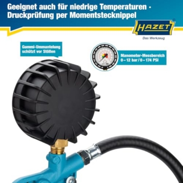 HAZET Reifenfüll-Messgerät 9041-1, 0-12 bar, Messtoleranz 0,3 bar, | 411 g, Schlauchlänge: 400mm, Reifenfüllgerät , Reifenmessgerät,Messtoleranz 0,3 bar, für Auto, Motorrad uvm. - 7