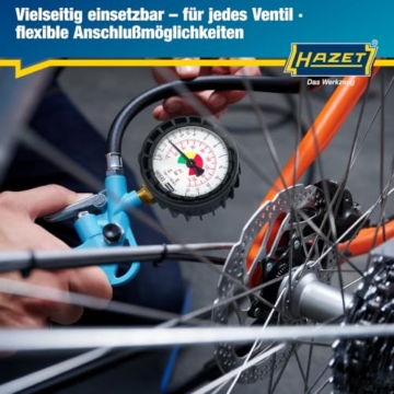 HAZET Reifenfüll-Messgerät 9041-1, 0-12 bar, Messtoleranz 0,3 bar, | 411 g, Schlauchlänge: 400mm, Reifenfüllgerät , Reifenmessgerät,Messtoleranz 0,3 bar, für Auto, Motorrad uvm. - 8