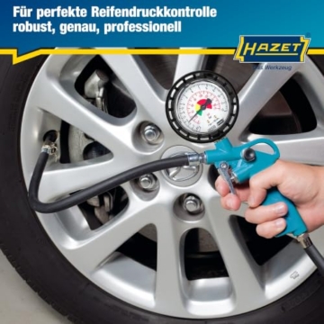 HAZET Reifenfüll-Messgerät 9041-1, 0-12 bar, Messtoleranz 0,3 bar, | 411 g, Schlauchlänge: 400mm, Reifenfüllgerät , Reifenmessgerät,Messtoleranz 0,3 bar, für Auto, Motorrad uvm. - 9