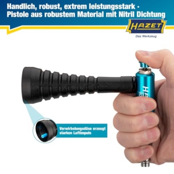 HAZET Turbo Ausblaspistole 9040T-1, Sehr handliche Ausführung, Länge 150 mm | Breite 42.5 mm, Höhe 96 mm, Betriebsdruck 6.3 bar, 163 g, Schalldruckpegel 91 dB(A) Lp A, Luftbedarf 80 l/min - 4