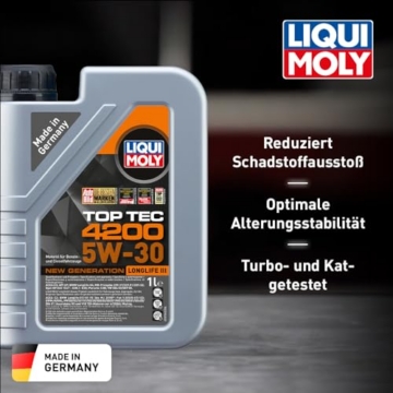 LIQUI MOLY Top Tec 4200 5W-30 | 1 L | Motoröl | Art.-Nr.: 3706 | Freigaben: BMW LL04, MB 229.31/.51/.52, Porsche C30, VW 504/507 - 2
