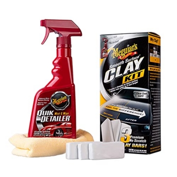 Meguiar's G191700EU Smooth Surface Clay Kit, Reinigungsknete im Set | 3x60g Lehm/473ml Quik Detailer/1 Supreme Shine Tuch - 2