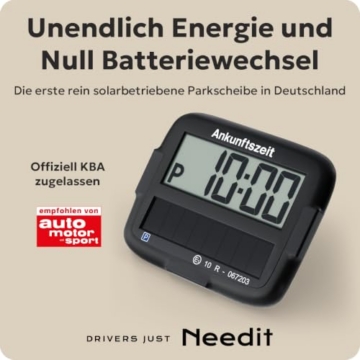 Needit Park Micro Solar I Elektronische Parkscheibe I Solarbetrieben | Null Batteriewechsel I Einzige elektronische Parkscheibe mit wiederaufladbarem Akku - 2