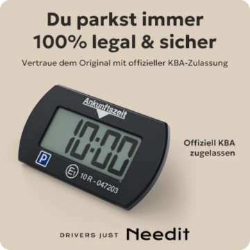 Needit Park Mini elektronische Parkscheibe I Kompakt mit 2 Displays | Automatische Parkscheibe mit Zulassung vom Kraftfahrt-Bundesamt I Mit 2 Displays I Maximale Funktion in minimalem Format - 2