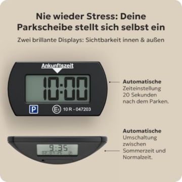 Needit Park Mini elektronische Parkscheibe I Kompakt mit 2 Displays | Automatische Parkscheibe mit Zulassung vom Kraftfahrt-Bundesamt I Mit 2 Displays I Maximale Funktion in minimalem Format - 3