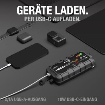 NOCO Boost GB40 1000A Starthilfe Powerbank bis 6,0L Benzin & 3,0L Diesel | UltraSafe-Technologie: funkenfrei & Verpolungsschutz – für 12V-Kfz: Pkw, Motorrad, SUV, Boot, Transporter, Wohnmobil u.v.m. - 4