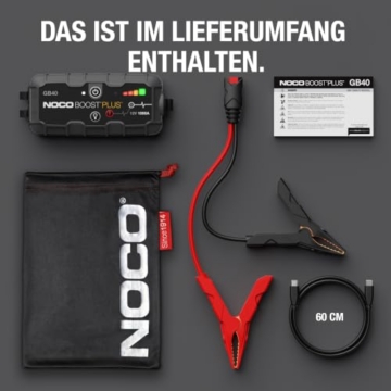 NOCO Boost GB40 1000A Starthilfe Powerbank bis 6,0L Benzin & 3,0L Diesel | UltraSafe-Technologie: funkenfrei & Verpolungsschutz – für 12V-Kfz: Pkw, Motorrad, SUV, Boot, Transporter, Wohnmobil u.v.m. - 6