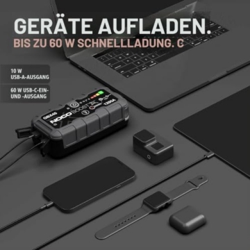 NOCO Boost X GBX45 1250A Starthilfe Powerbank 6,5L Benzin & 4,0L Diesel | UltraSafe-Technologie: funkenfrei & Verpolungsschutz – für 12V-Kfz: Pkw, Motorrad, SUV, Boot, Transporter, Wohnmobil u.v.m. - 5