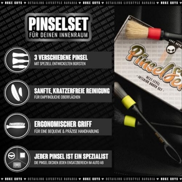 Nuke Guys Detailing Pinsel Set | 3 x Auto Reinigungspinsel in Hart - Mittel - Weich für eine schonende & effiziente Reinigung im Innenraum & Außen | Autopflege Pinselset - 2