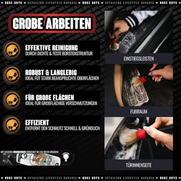 Nuke Guys Detailing Pinsel Set | 3 x Auto Reinigungspinsel in Hart - Mittel - Weich für eine schonende & effiziente Reinigung im Innenraum & Außen | Autopflege Pinselset - 3