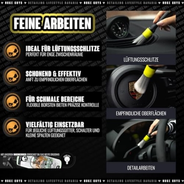 Nuke Guys Detailing Pinsel Set | 3 x Auto Reinigungspinsel in Hart - Mittel - Weich für eine schonende & effiziente Reinigung im Innenraum & Außen | Autopflege Pinselset - 4