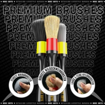 Nuke Guys Detailing Pinsel Set | 3 x Auto Reinigungspinsel in Hart - Mittel - Weich für eine schonende & effiziente Reinigung im Innenraum & Außen | Autopflege Pinselset - 6