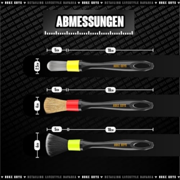 Nuke Guys Detailing Pinsel Set | 3 x Auto Reinigungspinsel in Hart - Mittel - Weich für eine schonende & effiziente Reinigung im Innenraum & Außen | Autopflege Pinselset - 7