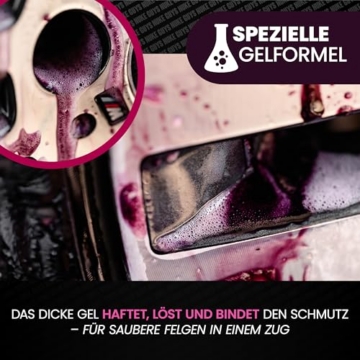 Nuke Guys Felgengel Felgenreiniger, 1L Sprühflasche mit Canyon Sprühkopf, Farbumschlag, pH neutral für Alufelgen, Stahlfelgen und Radkappen geeignet, sanft und kraftvoll, entfernt Bremsstaub &Flugrost - 3