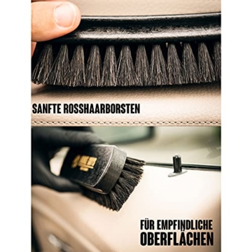 Nuke Guys Lederbürste M - made in Germany mit Rosshaarborsten Auto Innenraum Reinigung | weiche Textilbürste ideal für Autositze, Polster, Alcantara, Leder, Cabrioverdecke, Teppiche, Stoffsitze, Couch - 3