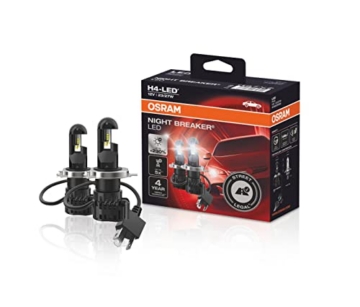 Osram NIGHT Breaker H4-LED; bis zu 230 Prozent mehr Helligkeit, legales Abblend- und Fernlicht mit Straßenzulassung in Deutschland und Österreich, Schwarz - 1