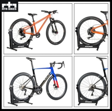 RTR BIKES Brutus Fahrradständer Boden – Profi Hinterradständer für E-Bike & MTB bis 30kg – Massiver Stahl Standfuß – Passend für 26-29 Zoll & Reifenbreite bis 2,8