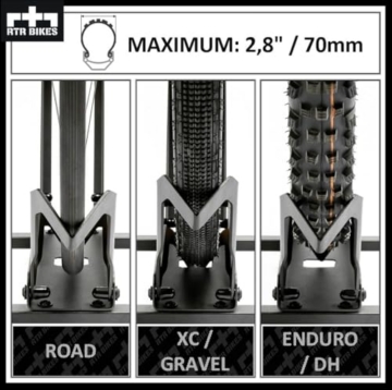 RTR BIKES Brutus Fahrradständer Boden – Profi Hinterradständer für E-Bike & MTB bis 30kg – Massiver Stahl Standfuß – Passend für 26-29 Zoll & Reifenbreite bis 2,8