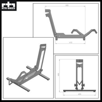 RTR BIKES Brutus Fahrradständer Boden – Profi Hinterradständer für E-Bike & MTB bis 30kg – Massiver Stahl Standfuß – Passend für 26-29 Zoll & Reifenbreite bis 2,8