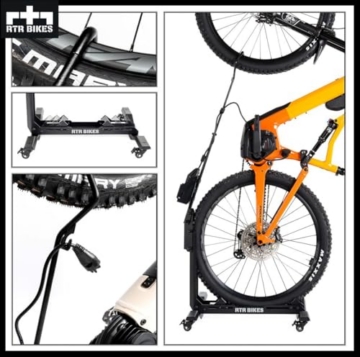 RTR BIKES Brutus Up Pro Fahrbarer Fahrradständer Vertikal – Mobile E-Bike Ladestation auf Rollen – Bis 30kg – Mit Ladegeräthalterung – Für 24-29 Zoll & 3,5