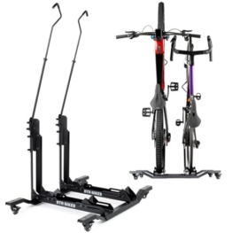 RTR BIKES Double Up Fahrradständer Boden für 2 Fahrräder - Vertikal & Freistehend auf Rollen - E-Bike geeignet bis 60kg (2x30kg) - Platzsparend 0,5m² - Ohne Bohren - Made in EU - 1