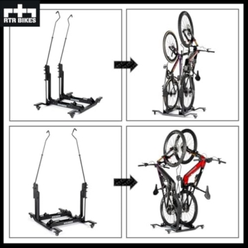 RTR BIKES Double Up Fahrradständer Boden für 2 Fahrräder - Vertikal & Freistehend auf Rollen - E-Bike geeignet bis 60kg (2x30kg) - Platzsparend 0,5m² - Ohne Bohren - Made in EU - 4