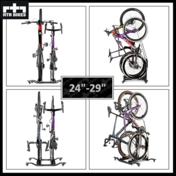 RTR BIKES Double Up Fahrradständer Boden für 2 Fahrräder - Vertikal & Freistehend auf Rollen - E-Bike geeignet bis 60kg (2x30kg) - Platzsparend 0,5m² - Ohne Bohren - Made in EU - 6